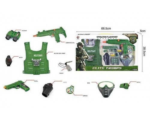 Игровой Набор военного. Бронежилет, маска, пистолет, звук (M013A)