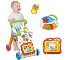 Детские ходунки Каталка UA0801 Игровой центр, доска для рисования, музыка, свет Первые шаги