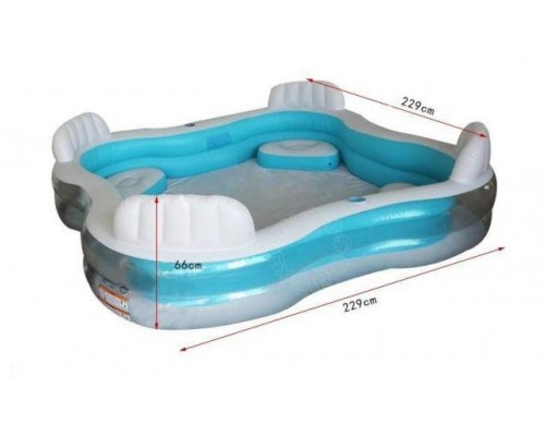 Надувний басейн 56475 Intex Сімейний 229-229-46 см з сидіннями