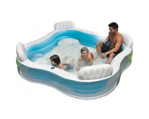 Надувний басейн 56475 Intex Сімейний 229-229-46 см з сидіннями