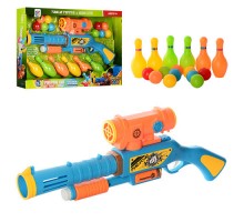Игрушечное Ружье 648-16  с шариками 10шт, кегли 6шт