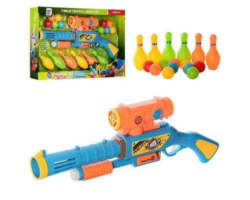 Игрушечное Ружье 648-16 с шариками 10шт, кегли 6шт
