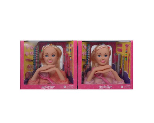 Кукла Манекен голова для причесок и макияжа 23 см DEFA 8415, плойка, косметика, заколочки, 2 вида