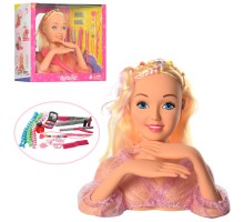 Кукла  Манекен голова для причесок и макияжа 23 см DEFA 8415, плойка, косметика, заколочки, 2 вида