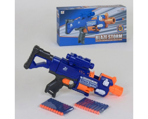 Автомат Бластер Blaze Storm с мягкими патронами 20 шт, на батарейках (7055)