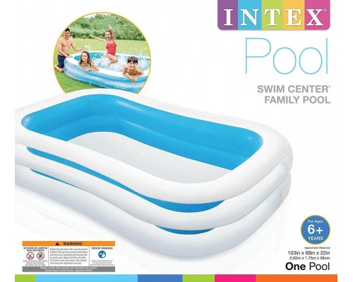 Надувной бассейн 56483 INTEX Семейный Прямоугольный 262 - 175 - 56 см
