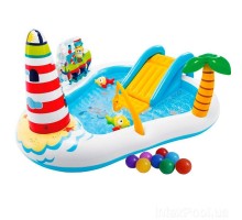 Надувний Ігровий центр 57162 NP Intex Весела рибалка 218-188-99 см, Гірка, розпилювач, вудка