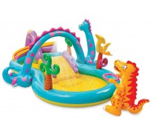 Детский надувной игровой центр с горкой. Планета Динозавров  57135 Intex 333-229-112 см