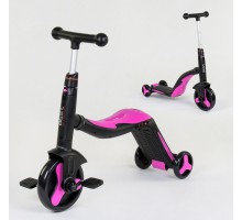 Дитячий Самокат беговел велосипед 3 в 1 JT 70708 Best Scooter Рожевий Підсвічування, 8 мелодій