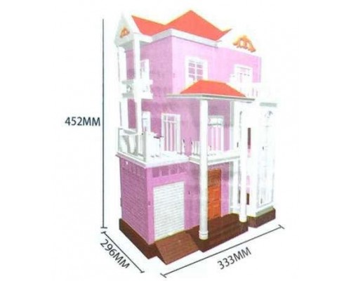 Ляльковий Будиночок 1513 Щаслива сім'я триповерховий зі світлом Рожевий Anbeiya family