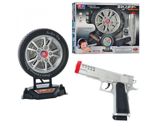 Игрушечный Тир Пистолет 2148 Лазерный с мишенью в виде колеса. Звук, Свет