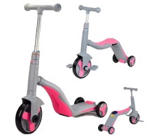 Дитячий Самокат беговел велосипед 3 в 1 JT 90601 Best Scooter Рожевий Сірий Підсвічування, 8 мелодій