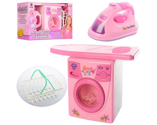 Ігровий Набір побутової техніки пральна машинка, праска, прасувальна дошка, звук, світло, 0923 (2028)