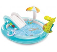 Детский надувной центр 57165 Intex Крокодил с горкой 201-170-84 см, 160 литров Интекс