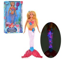 Кукла Русалка М 1629 (тип барби) светится хвост, расческа