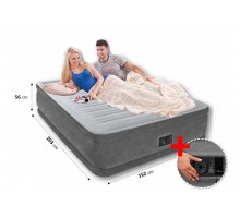Двомісне надувне ліжко 64418 Intex вбудований електронасос, 203-152-56 см