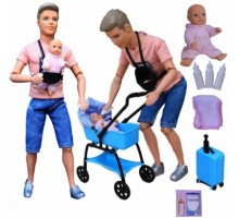 Лялька Кен з коляскою і пупсом малюком Defa 8369 зростання 30 см, 