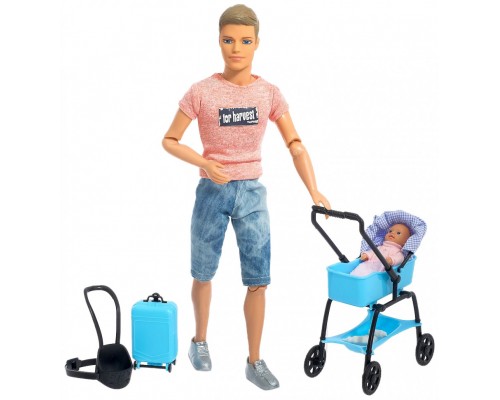 Кукла Кен с коляской и пупсом малышом Defa 8369 рост 30 см,