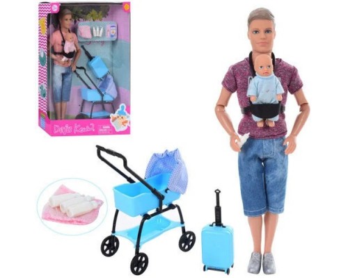 Кукла Кен с коляской и пупсом малышом Defa 8369 рост 30 см,