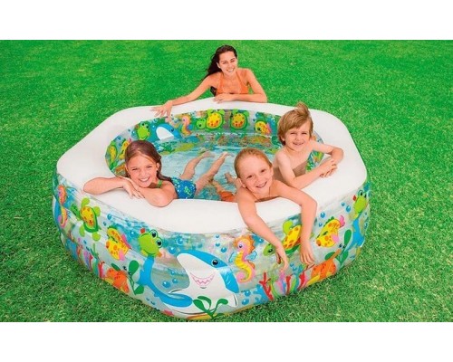 Надувной Бассейн 56493 Intex Океанский риф мягкое надувное дно 191-178-61 см