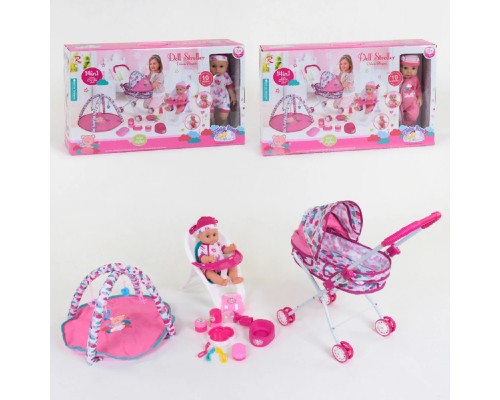 Пупс функциональный с набором и коляской. Пахнет, музыкальный 2 вида (89926-89936)