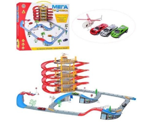 Детский Гараж 922-11 Парковка 5 этажей, машинка 3 шт, вертолет