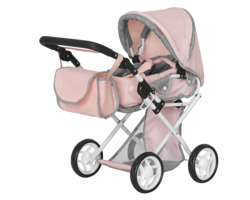 Коляска для ляльки з сумкою CARRELLO UNICO 9346 PINK Рожева