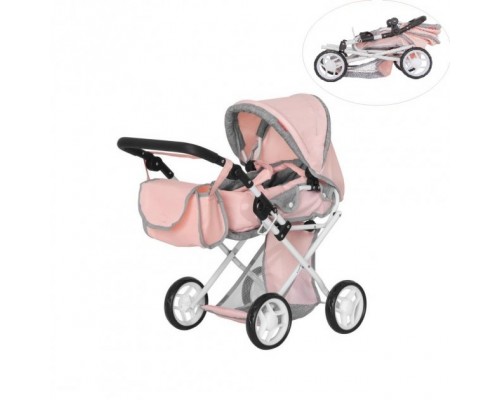 Коляска для ляльки з сумкою CARRELLO UNICO 9346 PINK Рожева