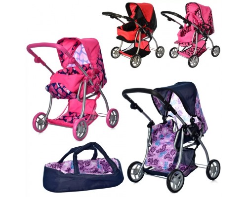 Дитяча Коляска для ляльок 9672 MELOGO з люлькою перенесенням. Регульована ручка, складаний капюшон