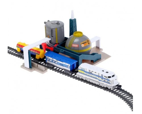 Детская железная дорога поезд Локомотив, Нефтяная заправочная станция. Звук, свет (21815)