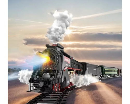 Детская Железная дорога на Радиоуправлении, поезд с дымом, звук и свет, Аккумулятор, 660+см (9075)