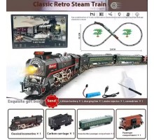 Дитяча Залізниця Радіокерування, поїзд з димом, звук і світло, Акумулятор, 660+см (9075)