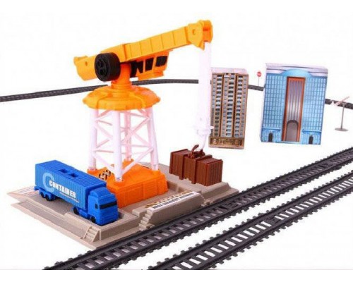 Дитяча залізниця поїзд Локомотив із станцією завантаження води + машинка. 670 см (2087)