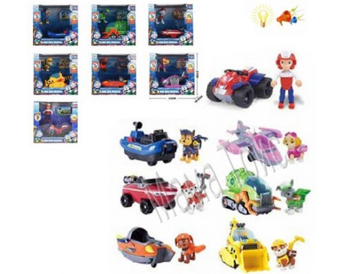 Щенячий патруль набір фігурка та машинка, звук, світло 7 видів (180-7)