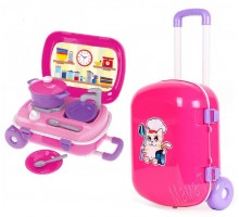 Ігрова кухня з набором посуду у валізі (6061)