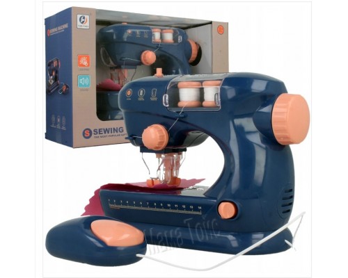 Игрушечная швейная машинка с педалью, музыкой и светом Синяя (178-1)