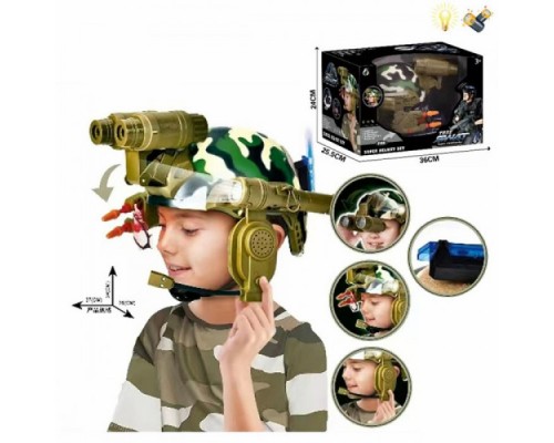 Дитячий військовий набір Тактичний шолом каска з ліхтариком та мікрофоном (1261)