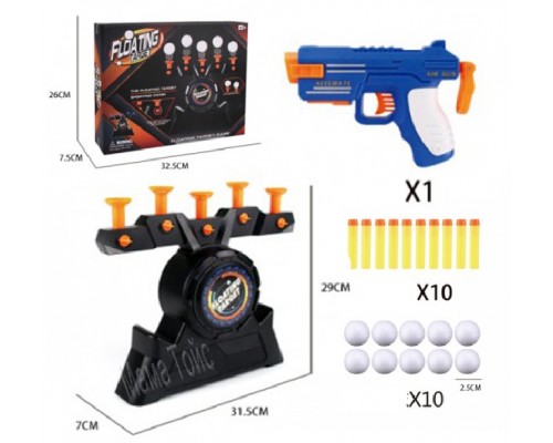 Воздушный Тир с шариками мишенями, Пистолет бластер с мягкими патронами (8819)