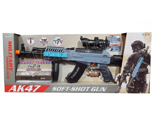Автомат АК-47 Бластер Нерф с мягкими пулями 18 шт Светится (35300)