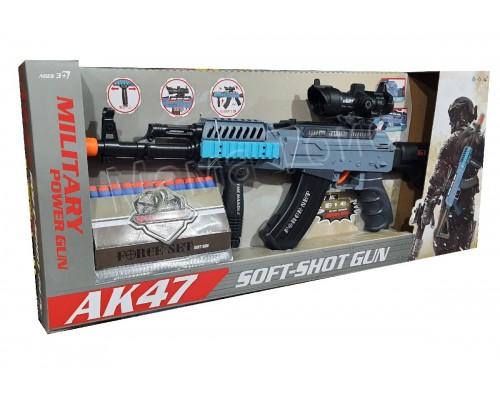 Автомат АК-47 Бластер Нерф с мягкими пулями 18 шт Светится (35300)