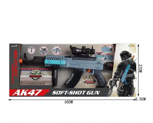 Автомат АК-47 Бластер Нерф с мягкими пулями 18 шт Светится (35300)