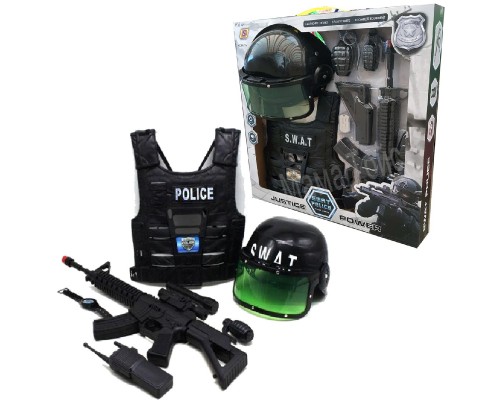 Дитячий ігровий набір Поліцейський Бронежилет, каска, автомат (915)