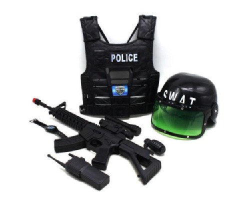 Дитячий ігровий набір Поліцейський Бронежилет, каска, автомат (915)