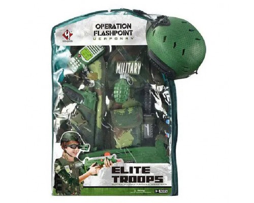 Дитячий ігровий набір Військовий Бронежилет, каска, автомат (012)