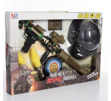 Детский набор гранатомет РПГ, каска-шлем, снаряды, мишень. Звук, свет (188)