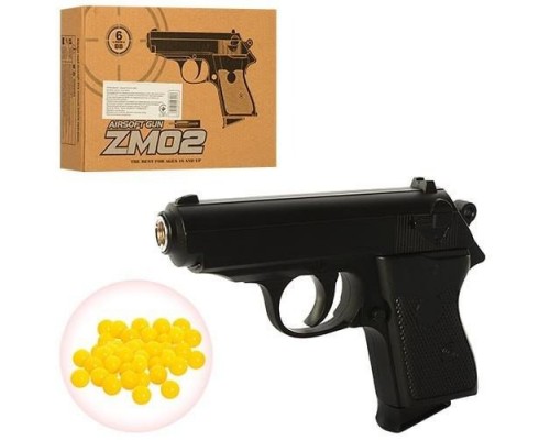 Игрушечный Пистолет ZM 02 металл - пластик 16 см, с пульками (Вальтер)