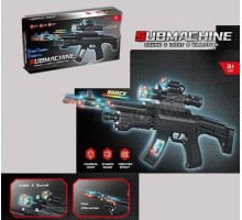 Игрушечный автомат на батарейках. Подвижное дуло, Звук, свет, вибрация (727)