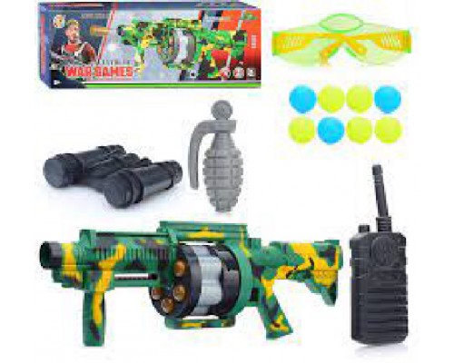 Игрушечный автомат пулемет с барабаном, стреляет шариками и пулями (1206)