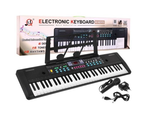Дитяче піаніно синтезатор із мікрофоном, 61 клавіша, LCD дисплей (MQ-605UFB)