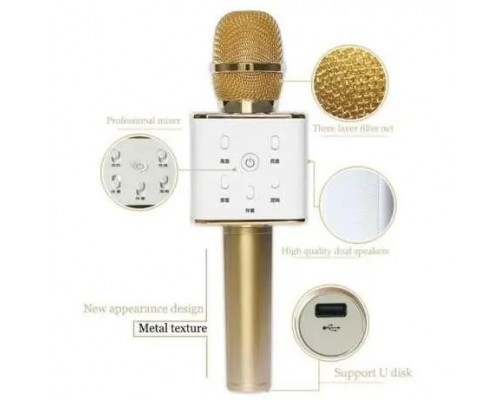 Беспроводной Микрофон Q7 аккумулятор, 25 см, USB, Bluetooth